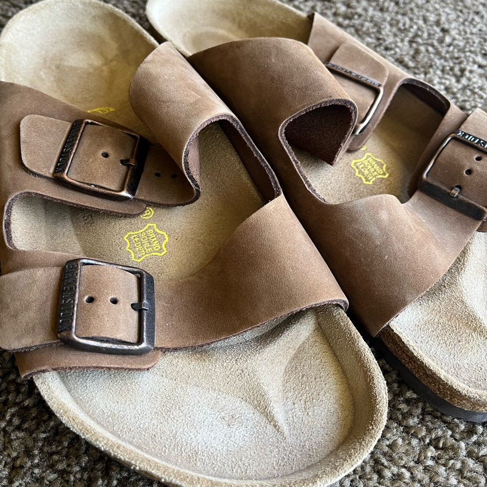 Brown Suede Double Buckle Sandals